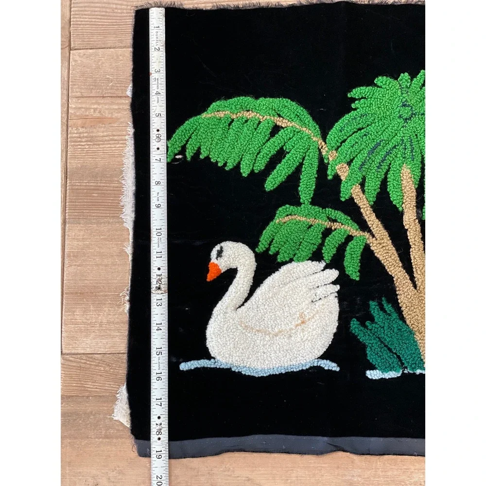 Vintage Swan Art: Velveteen Palm Tree Needlepoint